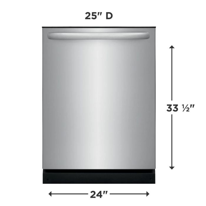 24 In. 52 dB Dishwasher Frigidaire FDPH4316AS width 24 inches  52 Decibels  4 cycles  Built-in