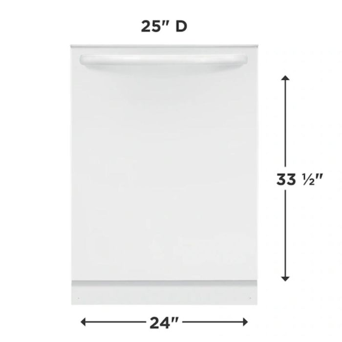 24 In. 52 dB Dishwasher Frigidaire FDPH4316AW width 24 inches  52 Decibels  4 cycles  Built-in