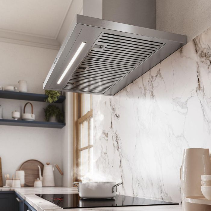36 In. Chimney Hood  600 Cubic feet per minute Falmec FNVUX36W6SS-R Stainless  Wall-mount  600 cubic feet per minute