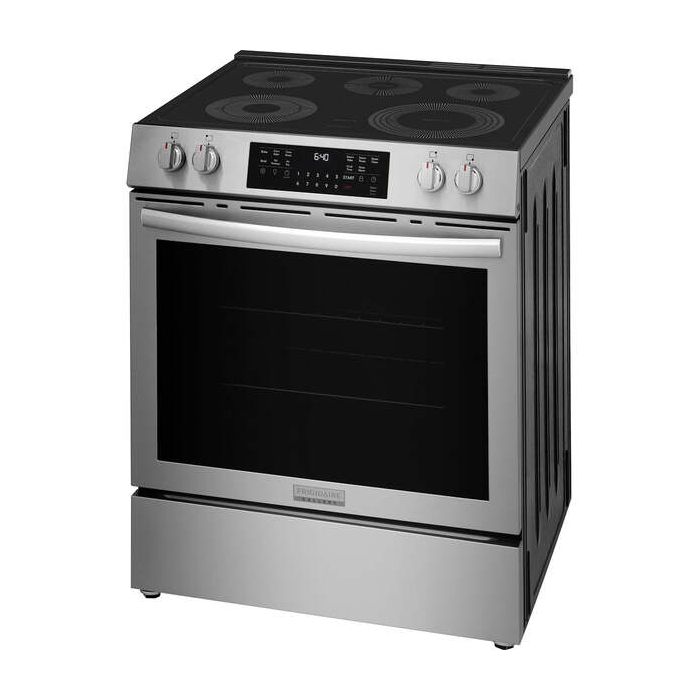 Cuisinière 30 Po. Vitrocéramique Frigidaire Gallery GCFE305CBF  Inox 5 bruleurs     Capacité 5.3 pieds cubes 2500 W Watts  largeur 30 pouces