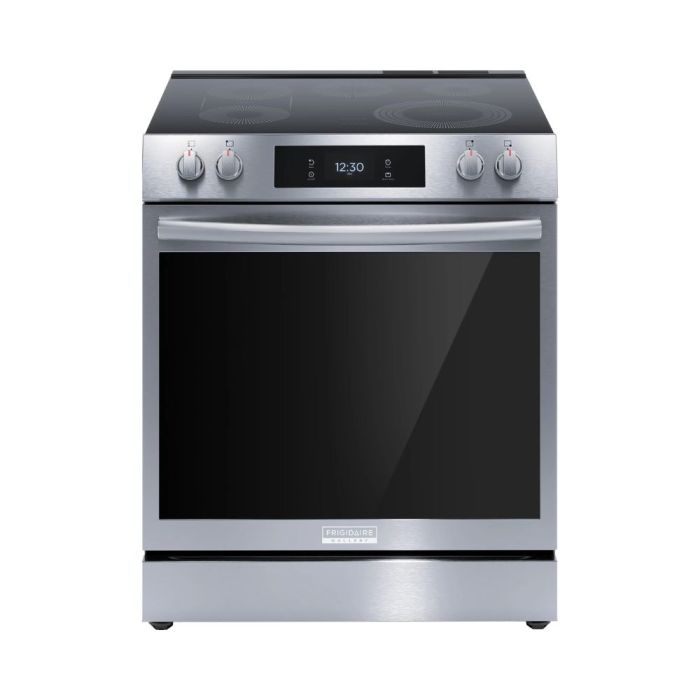 30 In. Ceramic Glass Range Frigidaire Gallery GCFE306CBF  Stainless  5 Burners     Capacity 6.4 cubic feet  2500W Watts  Width 30 inches