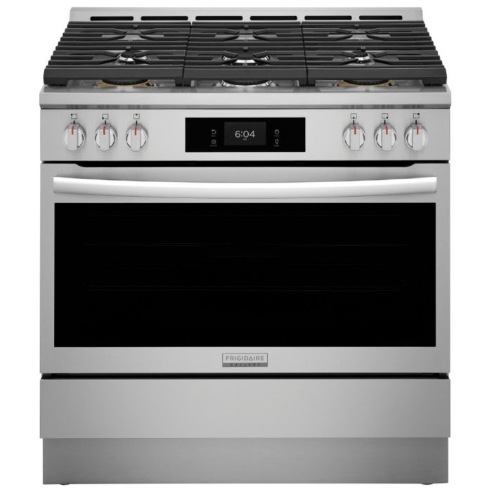Cuisinière Gaz ventilation intégrée 36 Po. Frigidaire Gallery  GCFG3661AF Inox avec ventilation intégrée  6 éléments   18,000 watts largeur 36 pouces