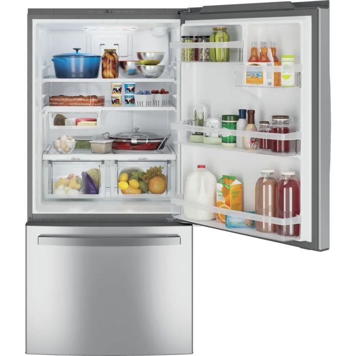Refrigérateur GE GDE25EYKFS Inox Congélateur en bas / tiroir largeur 33 pouces Capacité 24.8 pieds cubes