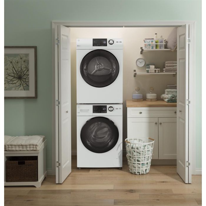 Dryer GE GFD14JSINWW 4.1 cu. ft. in White  Capacity 4.1 cubic feet Cycles 13   Stackable  Drying system Ventilated