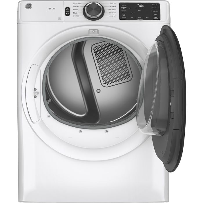 Dryer GE GFD55ESMNWW 7.8 cu. ft. in White  Capacity 7.8 cubic feet Cycles 10   Stackable  Drying system Ventilated