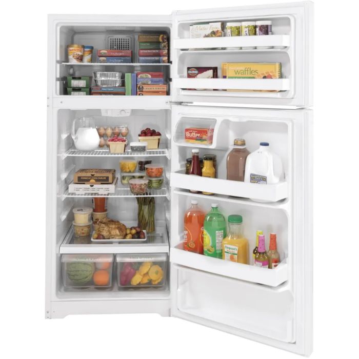Refrigerator GE GTE17DTNRWW White  Capacity 16.6 cubic feet Top Freezer   width 28 inches