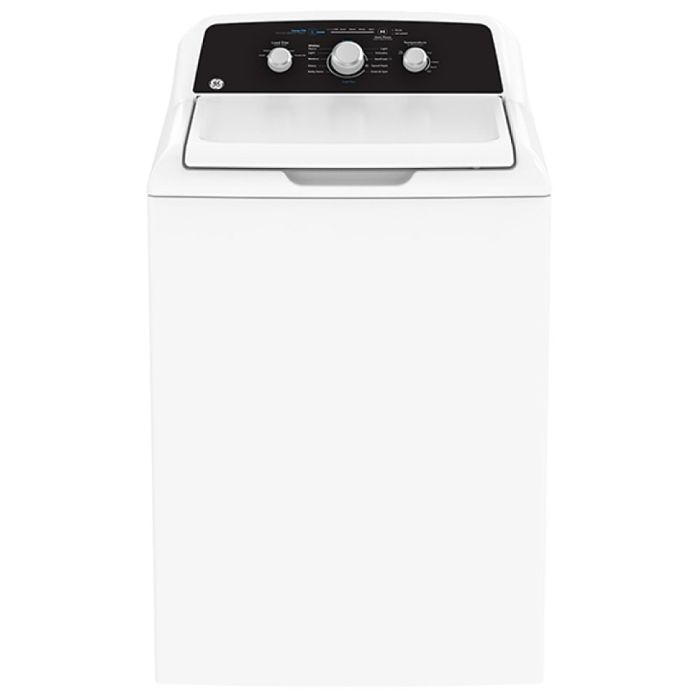 Laveuse GE Chargement vertical GTW334BMRWS 4.4 pi. cu.   Capacité 4.4 pieds cubes  11 cycles   Autoportant   cuve Acier Inoxydable