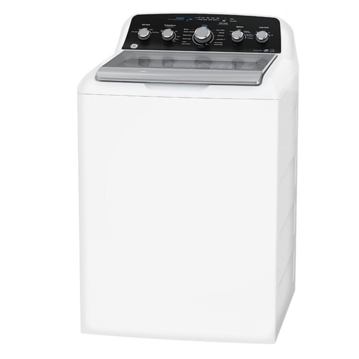 Laveuse GE Chargement vertical GTW491BMRWS 4.9 pi. cu.   Capacité 4.9 pieds cubes  13 cycles   Autoportant   cuve Acier Inoxydable