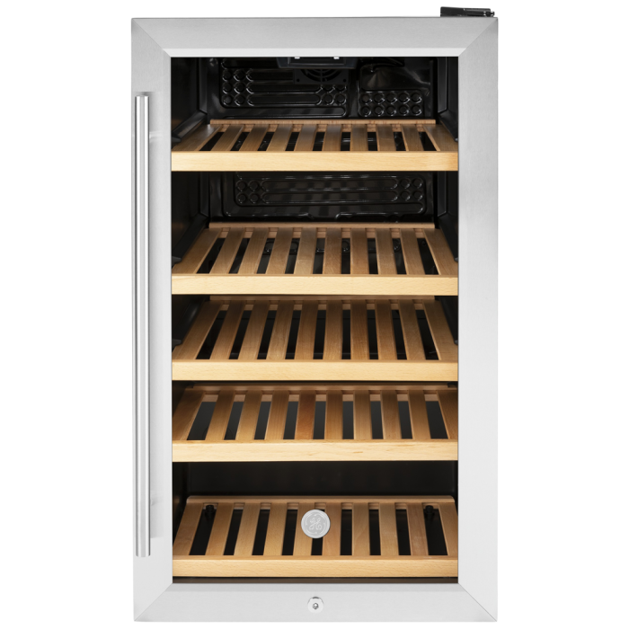 Centre de breuvage Autoportant 31 bouteilles, 19 po. GE GVS04BQNSS  Inox    31 bouteilles  largeur 19 pouces présenté par Corbeil