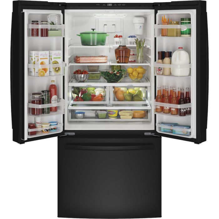 Refrigerator GE GWE19JGLBB Black  Capacity 18.6 cubic feet French Door   width 33 inches
