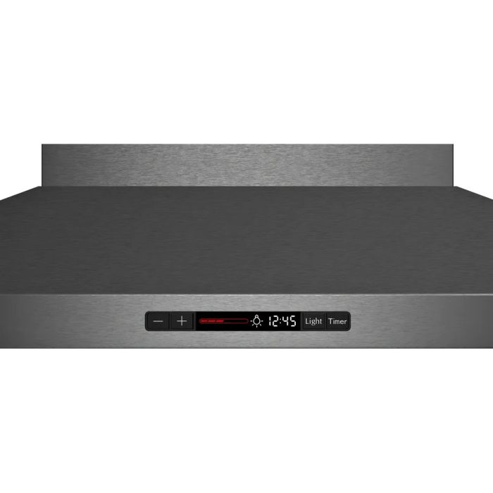 30 In. Chimney Hood  600 Cubic feet per minute Bosch HCP80641UC Black Stainless   Wall-mount  600 cubic feet per minute