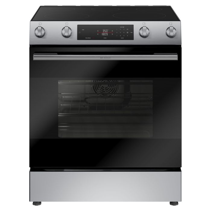 30 In. Griddle Range Bosch HEF1050MC  Stainless  5 Burners     Capacity 5.8 cubic feet  13,500 / 10,200 Watts  Width 30 inches