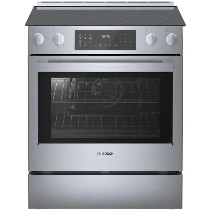 32 In. Ceramic Glass Range Bosch HEI8056C  Stainless  5 Burners     Capacity 4.6 cubic feet  2,400 Watts  Width 32 inches
