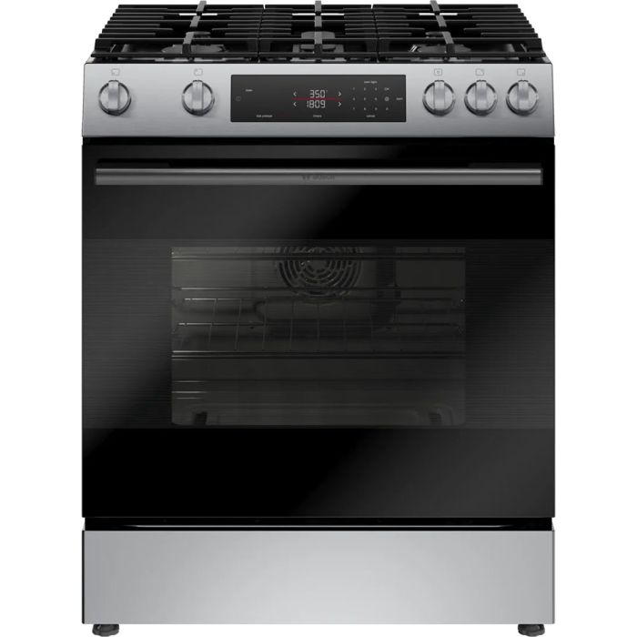 Cuisinière 30 Po. Gaz Bosch HGF1050MUC  Inox 5 bruleurs     Capacité 5.8 pieds cubes 18 000 W Watts  largeur 30 pouces