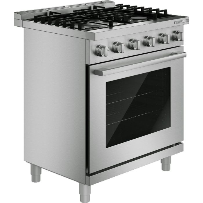 Cuisinière 30 Po. Gaz Bosch HGS5057UC  Inox 5 bruleurs     Capacité 3.6 pieds cubes   largeur 30 pouces