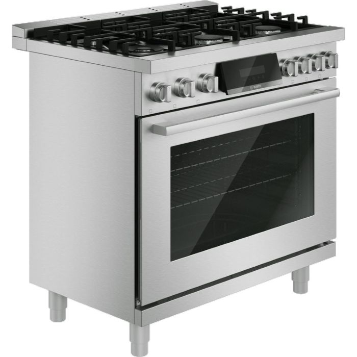 Cuisinière 36 Po. Gaz Bosch HGS8657UC  Inox 6 bruleurs     Capacité 3.4 pieds cubes   largeur 36 pouces