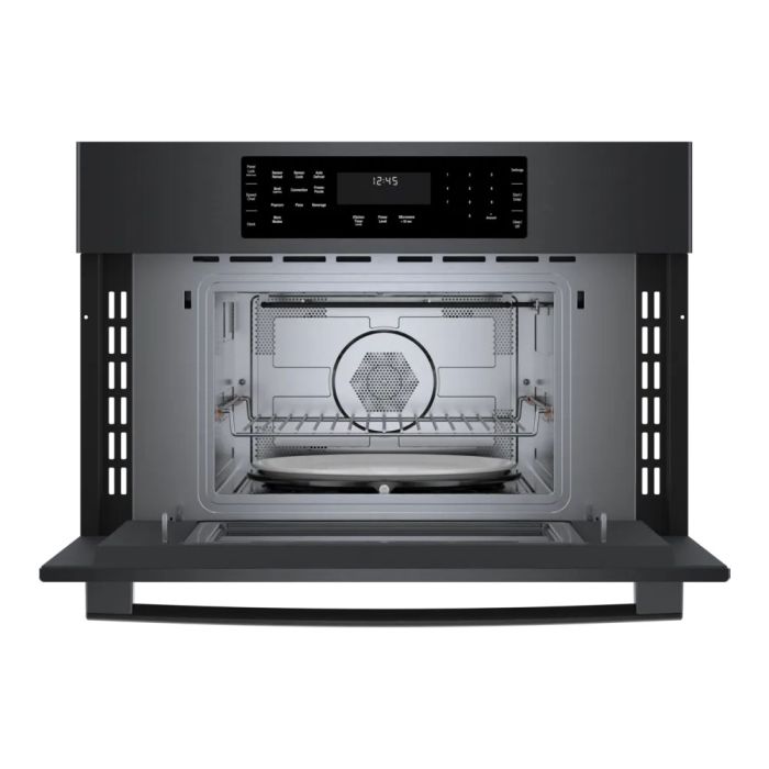 Four mural  Bosch HMC80242UC Inox Noir   Capacité  1.6 pieds cubes  1 000 W Watts  Encastrable largeur 29 pouces