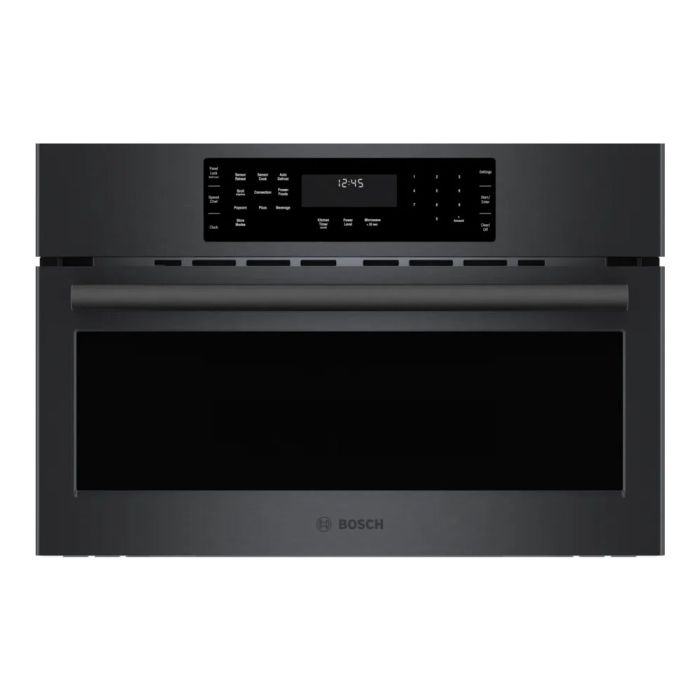Four mural  Bosch HMC80242UC Inox Noir   Capacité  1.6 pieds cubes  1 000 W Watts  Encastrable largeur 29 pouces
