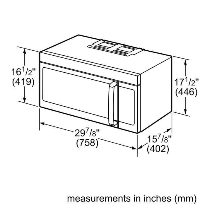 Micro-onde à hotte intégrée 1000 W 1.8 pi. cu. Bosch HMV8044C  Inox Noir Capacité 1.8 pied cubic  puissance 1000 watt  Encastrable