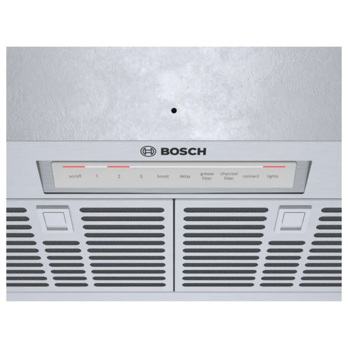 Hotte Sous armoires 27 Po. 600 Pieds cubes par minute Bosch HUI80553UC Inox Installation Encastrable  600 pieds cubes par minute