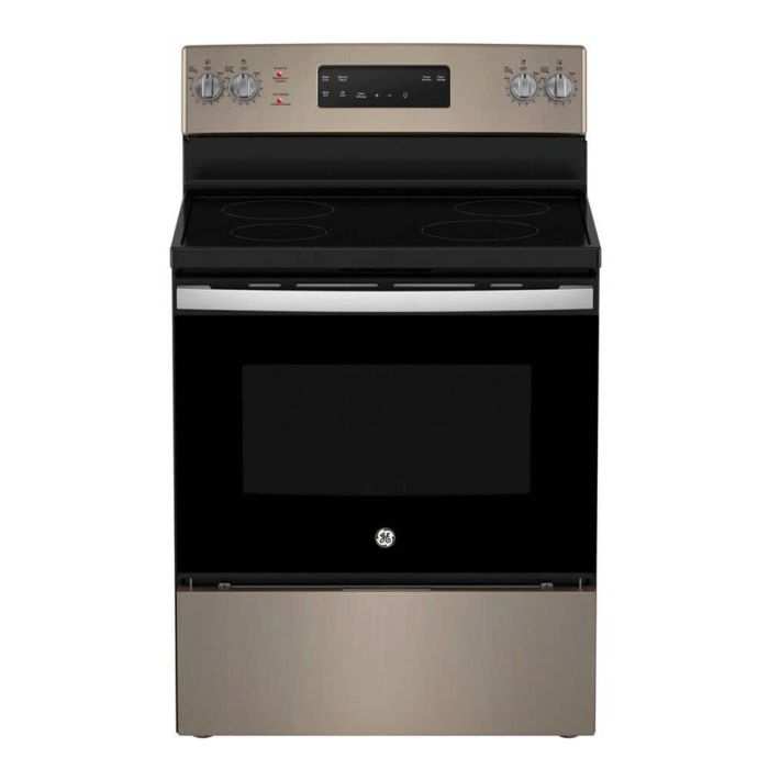 30 In. Ceramic Glass Range GE JCB630ETES  Slate  4 Burners     Capacity 5 cubic feet  2850W Watts  Width 30 inches