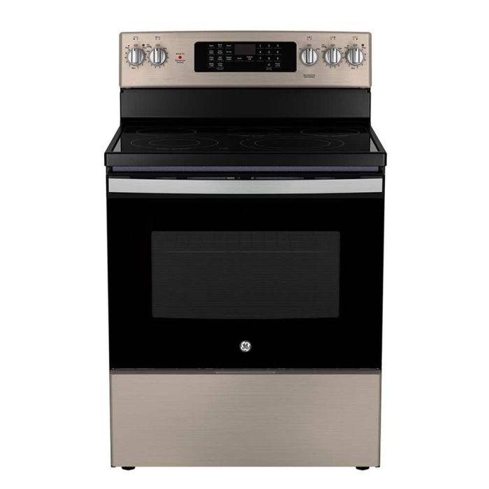 30 In. Ceramic Glass Range GE JCB840ETES  Slate  5 Burners     Capacity 5 cubic feet  2850W Watts  Width 30 inches