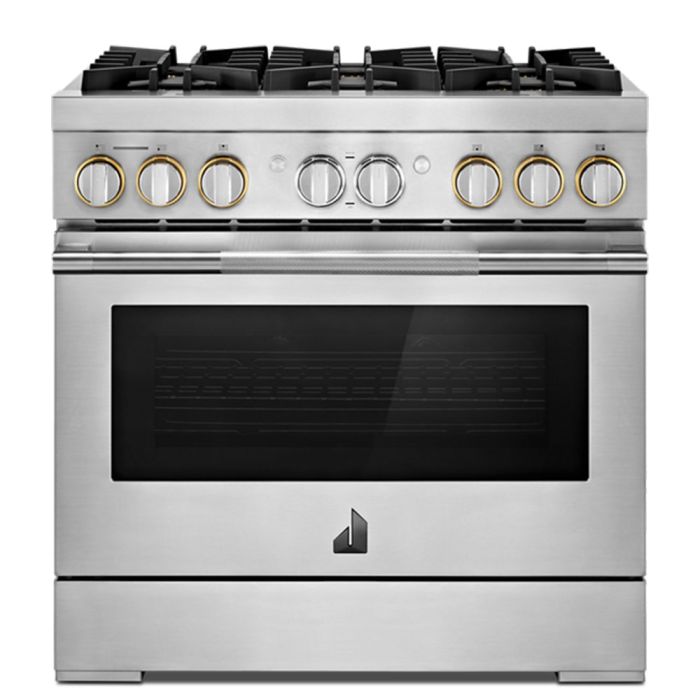 Cuisinière 36 Po. Gaz JennAir JDRP436HL  Inox 6 bruleurs     Capacité 5.1 pieds cubes 3000 Watts  largeur 36 pouces