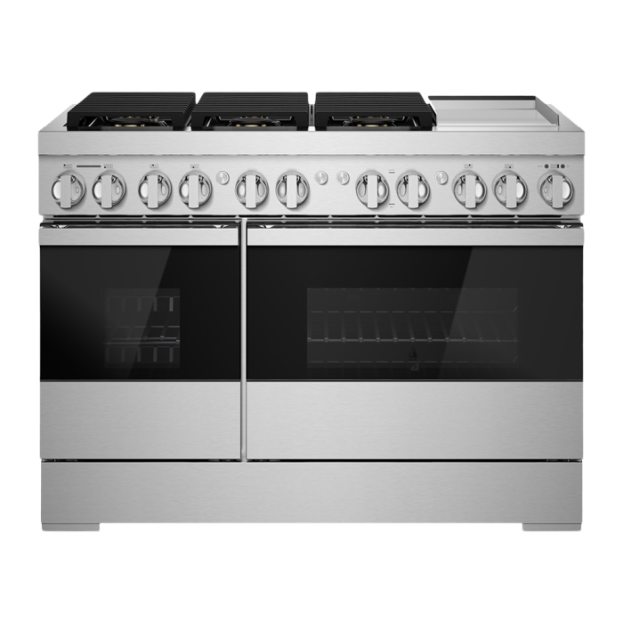 48 In. Gas Range JennAir JDRP548HM  Stainless  6 Burners     Capacity 4.1 cubic feet  3000 Watts  Width 48 inches