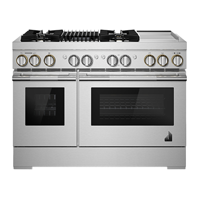 48 In. Gas Range JennAir JDRP748HL  Stainless  5 Burners     Capacity 4.1 cubic feet  3000 Watts  Width 48 inches