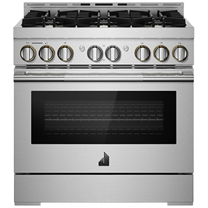 Cuisinière 36 Po. Gaz JennAir JGRP436HL  Inox 6 bruleurs       largeur 36 pouces