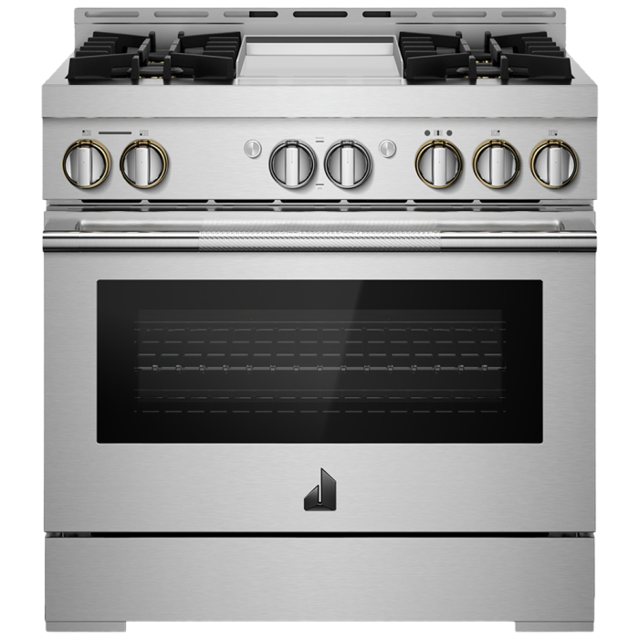 36 In. Gas Range JennAir JGRP536HL  Stainless  4 Burners       Width 36 inches