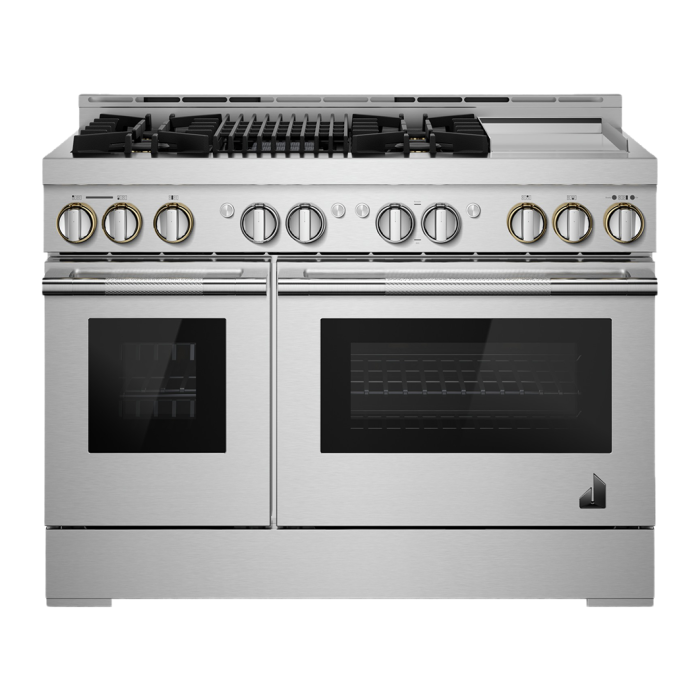 Cuisinière 48 Po. Gaz JennAir JGRP748HL  Inox 4 bruleurs       largeur 48 pouces