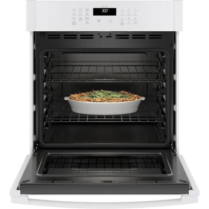 Wall oven  GE JKS3000DNWW White   Capacity  4.3 cubic feet  2600 Watts  Built-in Width 27 inches