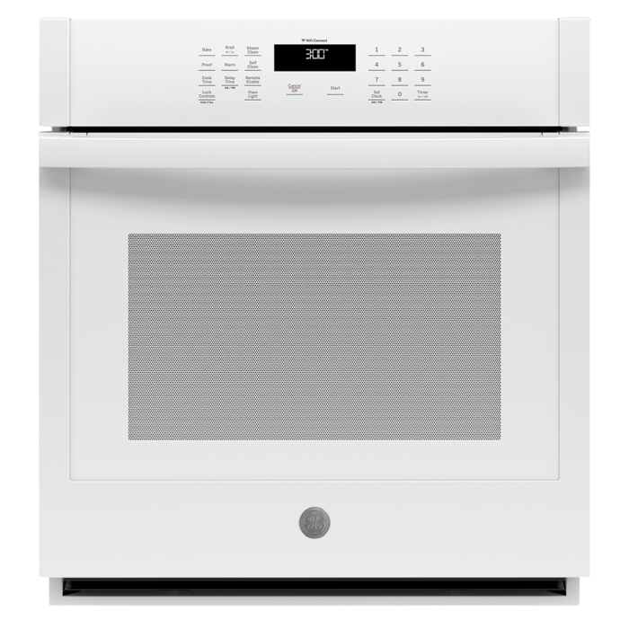 Four mural  GE JKS3000DNWW Blanc   Capacité  4.3 pieds cubes  2600 Watts  Encastrable largeur 27 pouces