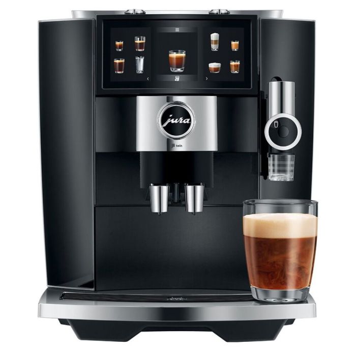 On counter Espresso machine Jura J8 Twin JU15658  Coffee Bean Capacity (oz) 12.6 oz  Tank Capacity (Gal):64 oz Installation type On counter