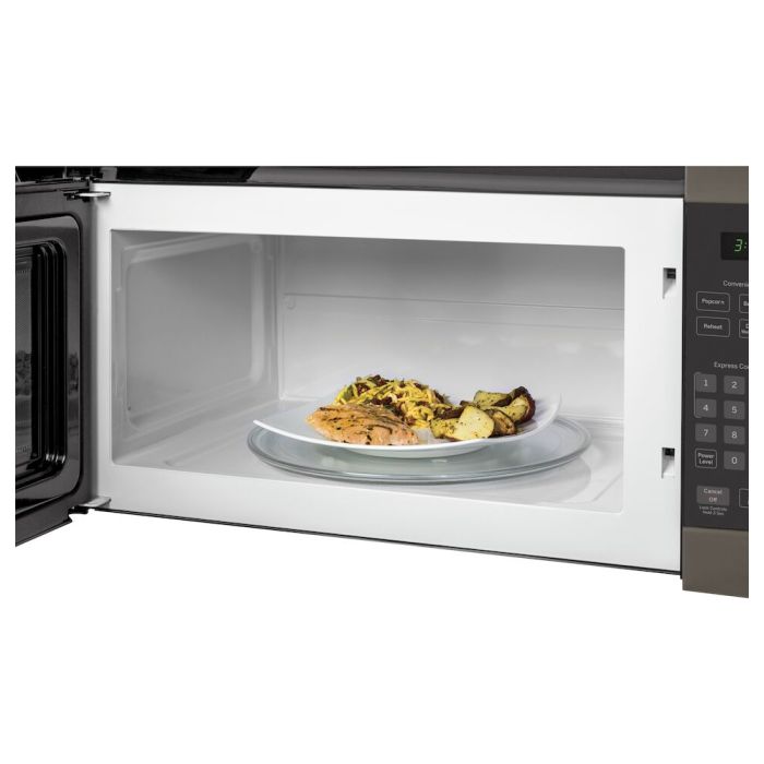Over the range microwave 1000 W 1.6 cu. ft. GE JVM1635SLJC  Slate Capacity 1.6 cubic feet  power 1000 watt  Over the Range