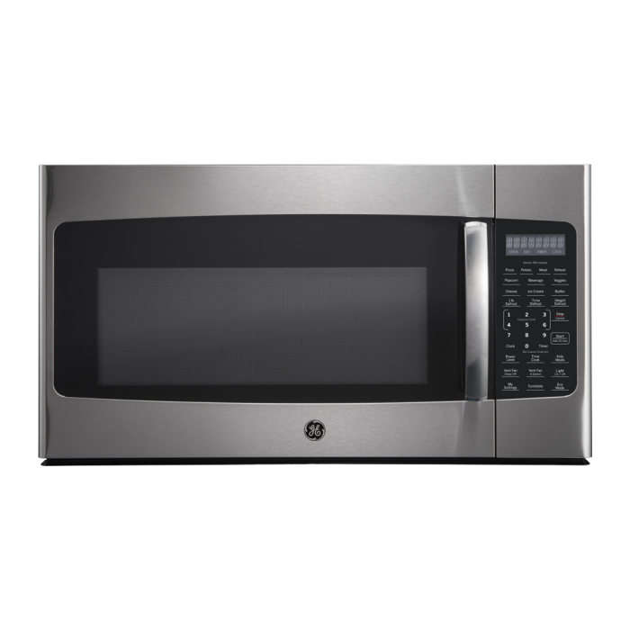 Micro-onde à hotte intégrée 1000 W 1.8 pi. cu. GE JVM2185SMSS  Inox Capacité 1.8 pied cubic  puissance 1000 watt  Hotte sous cabinet