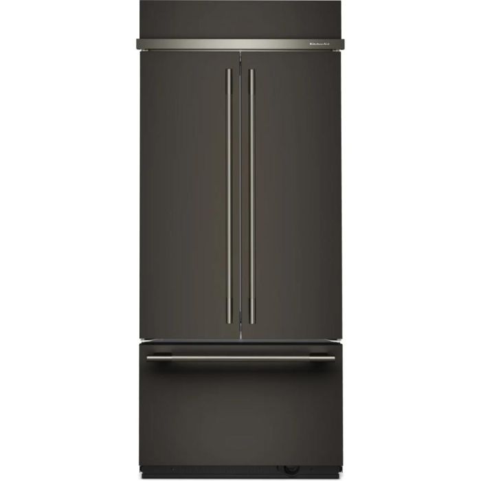 Refrigérateur KitchenAid KBFN536SBE Noir Portes françaises largeur 37 pouces Capacité 20.8 pieds cubes