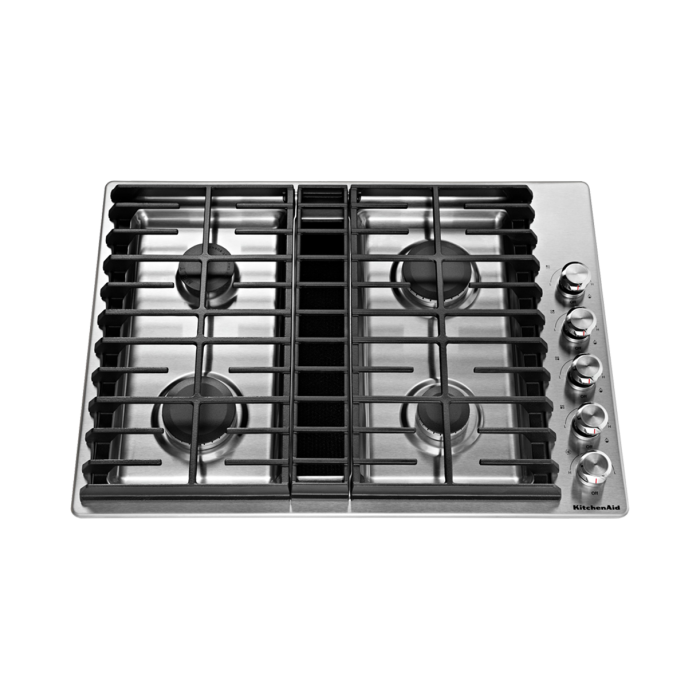 Plaque de cuisson KitchenAid KCGD500GSS avec ventilation intégrée   Gaz 4 éléments