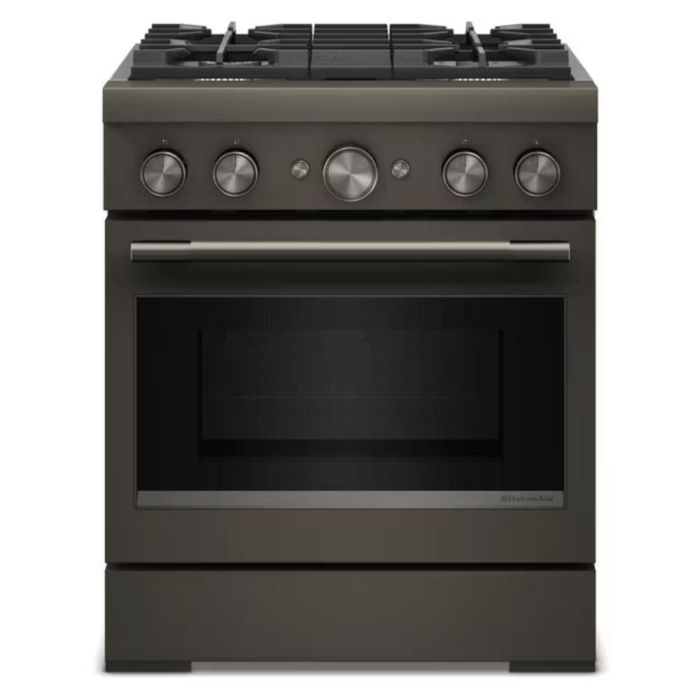 Cuisinière 30 Po. Gaz KitchenAid KFDS930SBE  Noir 4 bruleurs     Capacité 4.1 pieds cubes 3000 Watts  largeur 30 pouces