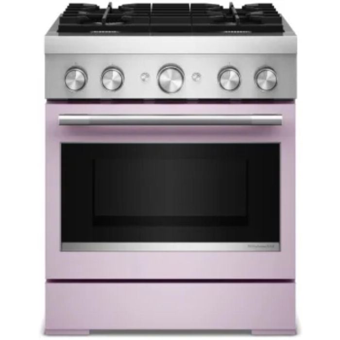 Cuisinière 30 Po. Gaz KitchenAid KFDS930SWF  Pourpre 4 bruleurs     Capacité 4.1 pieds cubes 3000 Watts  largeur 30 pouces
