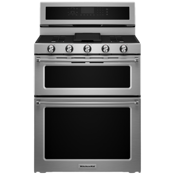Cuisinière 30 Po. Gaz KitchenAid KFGD500ESS  Inox 5 bruleurs     500 Watts  largeur 30 pouces