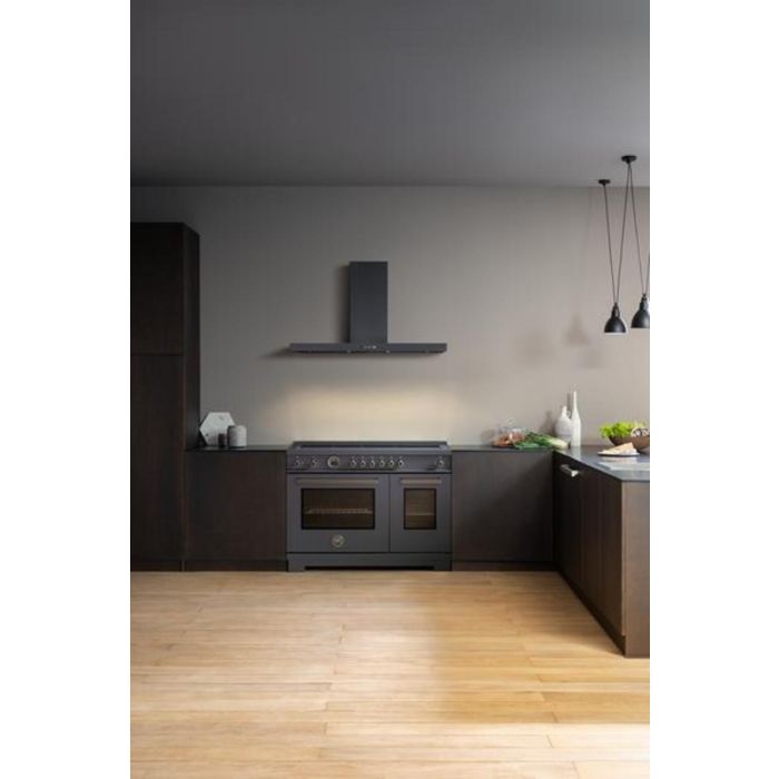 48 In. Chimney Hood  600 Cubic feet per minute Bertazzoni KT48CAT Black  Wall-mount  600 cubic feet per minute