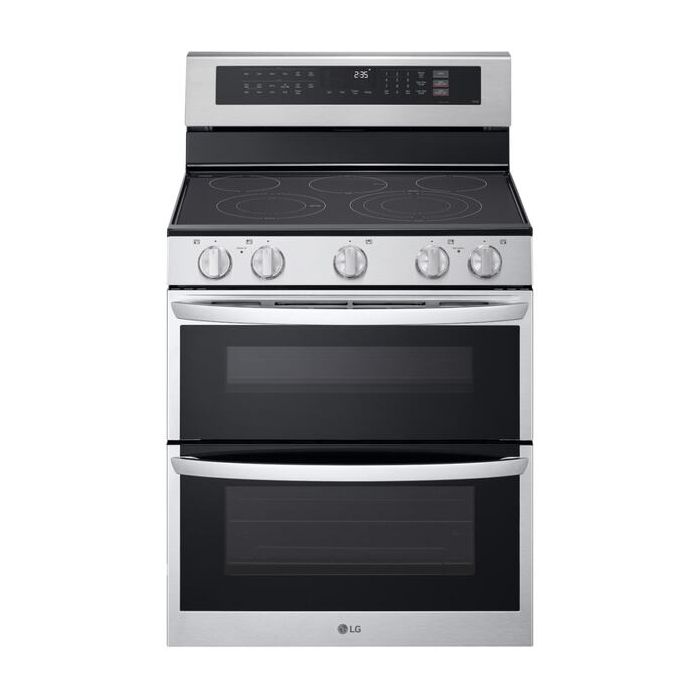 30 In. Ceramic Glass Range LG LDEL7324SE  Stainless  5 Burners     Capacity 4.3 cubic feet  2400 Watts  Width 30 inches