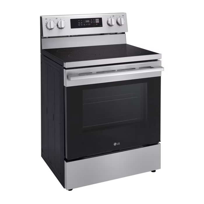 Cuisinière 30 Po. Vitrocéramique LG LREN6323YE  Inox 5 bruleurs     Capacité 6.3 pieds cubes 2500 W Watts  largeur 30 pouces