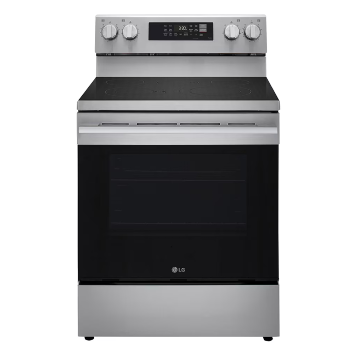 30 In. Ceramic Glass Range LG LREN6323YE  Stainless  5 Burners     Capacity 6.3 cubic feet  2500 W Watts  Width 30 inches