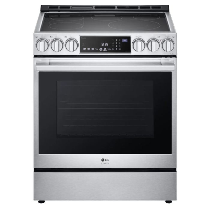 30 In. Ceramic Glass Range LG LSES6338F  Stainless  5 Burners     Capacity 6.3 cubic feet  4200 Watts  Width 30 inches