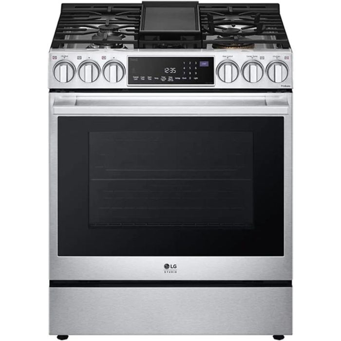 30 In. Gas Range LG LSGS6338F  Stainless  5 Burners     Capacity 6.3 cubic feet  19 000 Watts  Width 30 inches