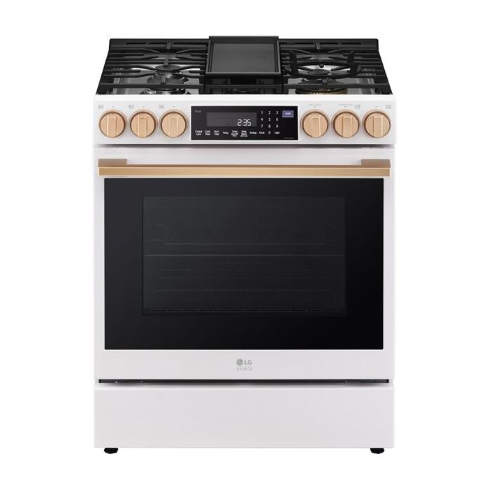 30 In. Gas Range LG LSGS6338N  White  5 Burners     Capacity 6.3 cubic feet  19000 / 17000 Watts  Width 30 inches