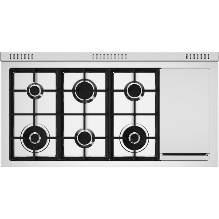 Cuisinière 48 Po. Plaque chauffante Bertazzoni MAS486GGASNG  Aluminium 6 bruleurs     Capacité 4.7 pieds cubes   largeur 48 pouces